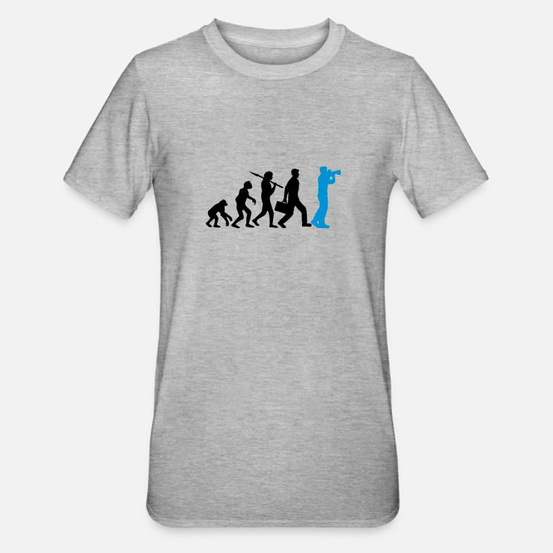 Photographer Camera Evolution - Unisex Polycotton T-Shirt - heather grey