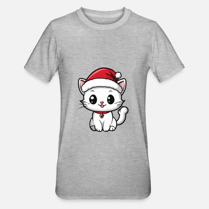 Chat Noël Noël - T-shirt polycoton Unisexe - gris chiné
