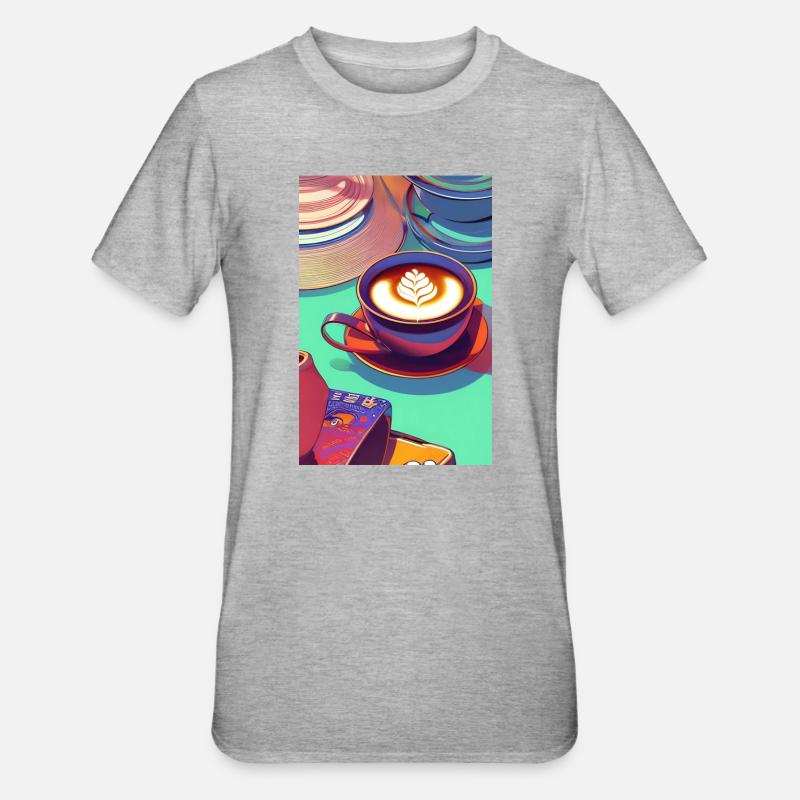 Kaffee, Kaffeebohnen - Unisex Polycotton T-Shirt - Grau meliert