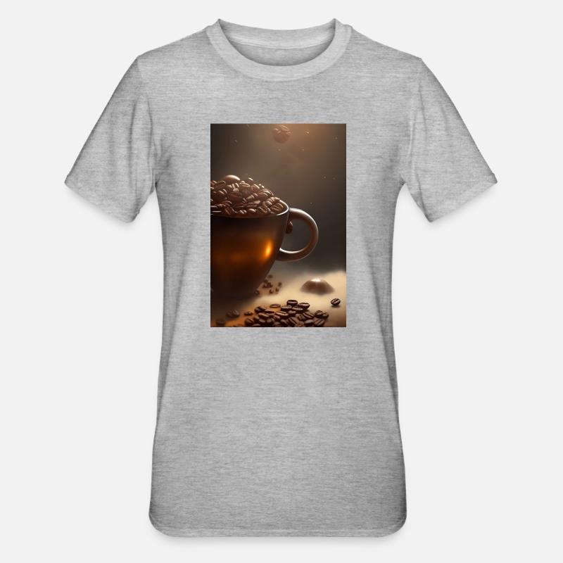 Kaffee, Kaffeebohnen - Unisex Polycotton T-Shirt - Grau meliert