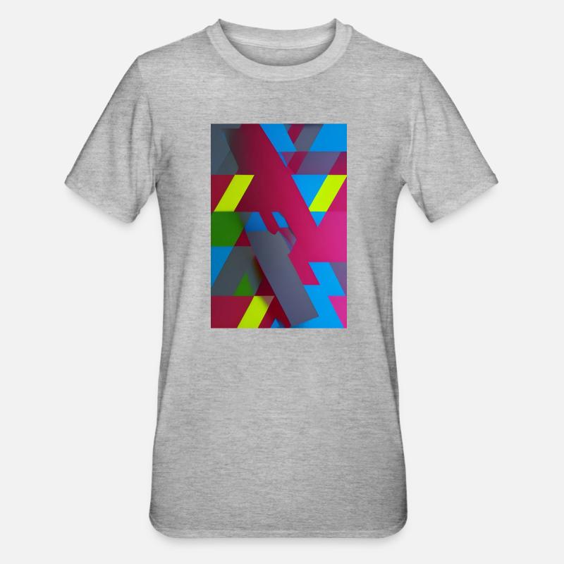 Composition du triangle géométrique néon - T-shirt polycoton Unisexe - gris chiné