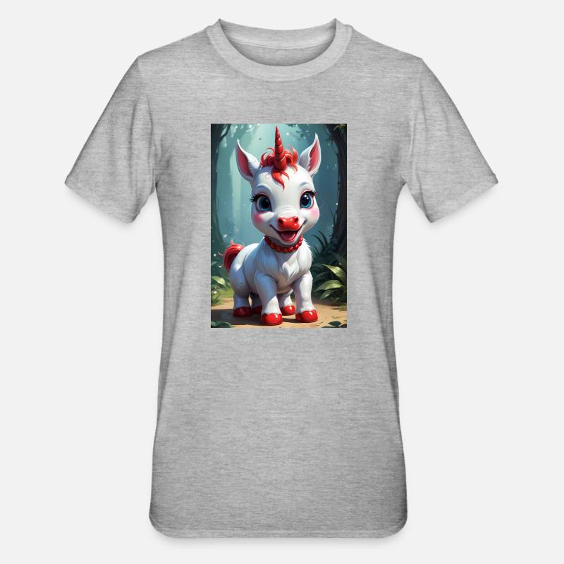 Süßes Einhorn - Unisex Polycotton T-Shirt - Grau meliert