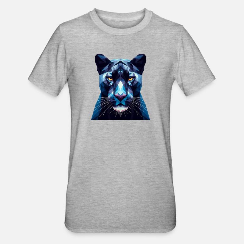 Une panthère bleue dans le style polygonal - T-shirt polycoton Unisexe - gris chiné