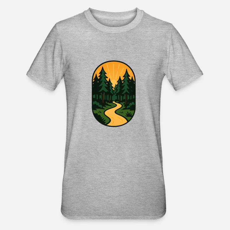 Évasion sur le sentier forestier - T-shirt polycoton Unisexe - gris chiné