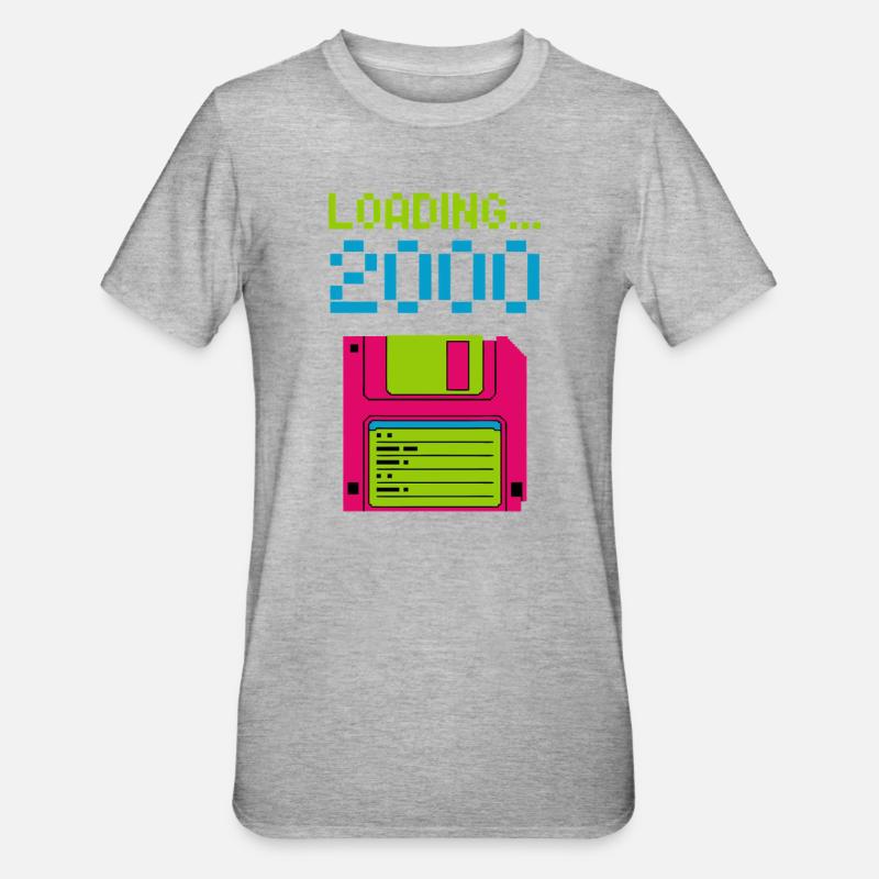 Loading 2000 Disketten-Design Retro Pixel Design - Unisex Polycotton T-Shirt - Grau meliert