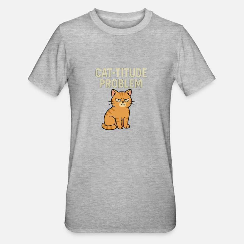 Catitude probleem Grumpy Kat Meme - T-shirt polycoton Unisexe - gris chiné