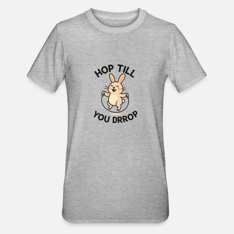 Conception de saut de lapin joyeux - T-shirt polycoton Unisexe - gris chiné