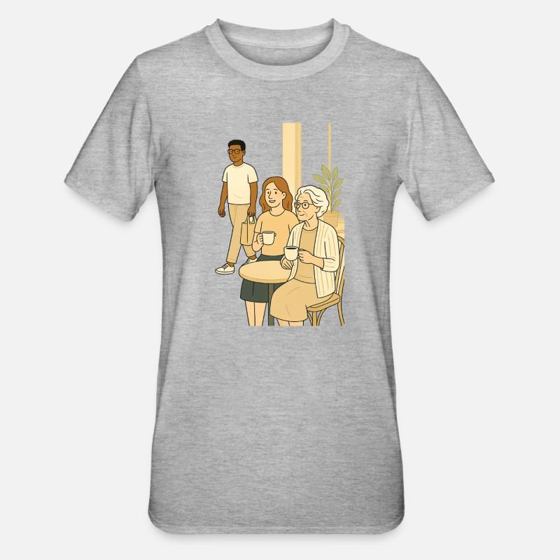 Générations de l’heure du café - T-shirt polycoton Unisexe - gris chiné