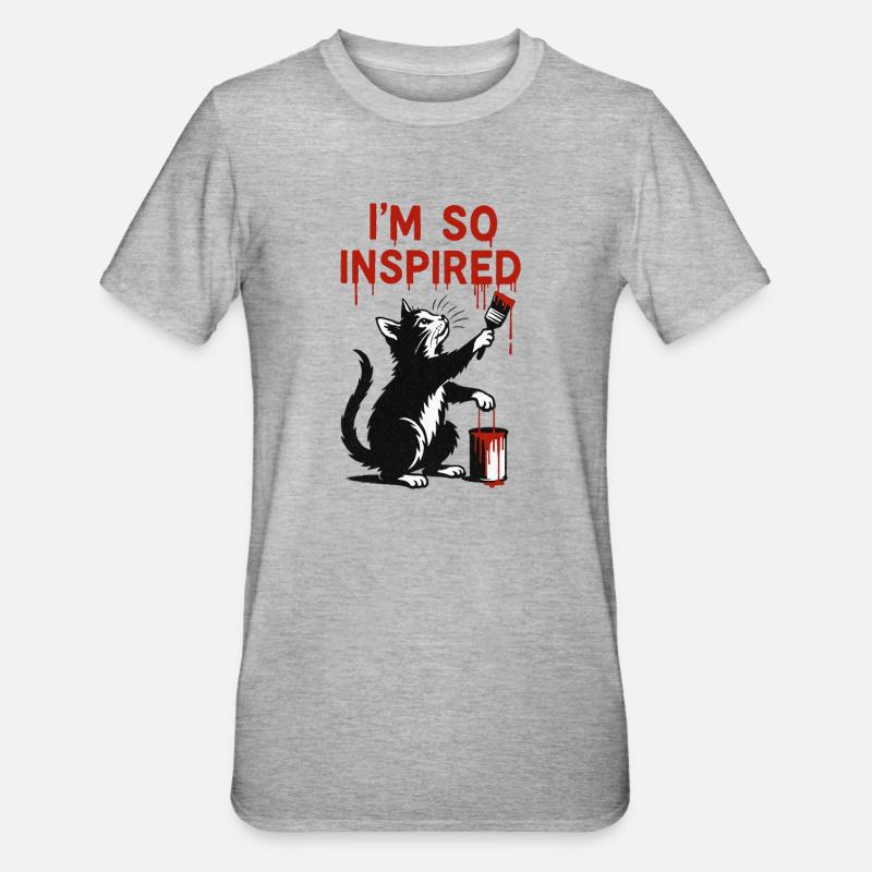 Conception inspirée de l’art du chat - T-shirt polycoton Unisexe - gris chiné