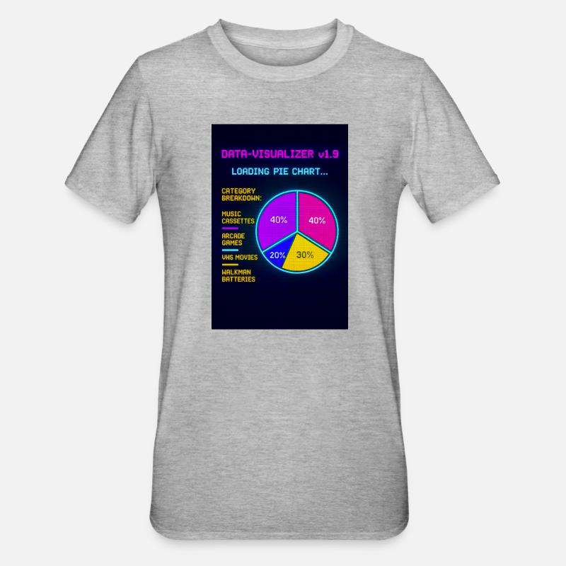 Neon Pie Chart Retro Visual - Unisex Polycotton T-Shirt - heather grey