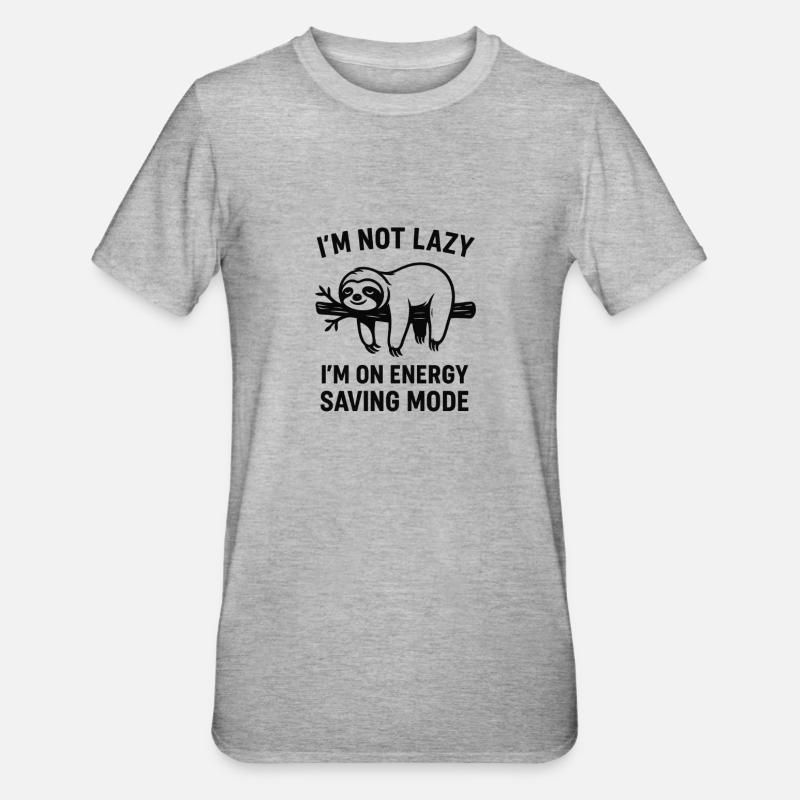 I'm Not Lazy – Power Saving Mode Sloth - Unisex Polycotton T-Shirt - heather grey