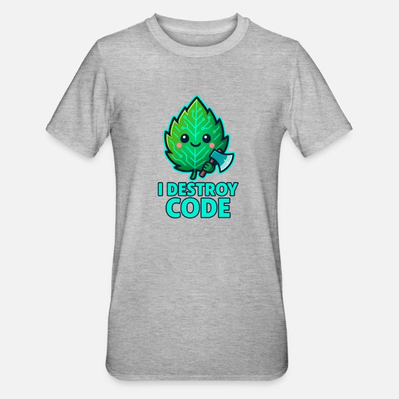 Green Leaf Code Warrior - Unisex Polycotton T-Shirt - heather grey