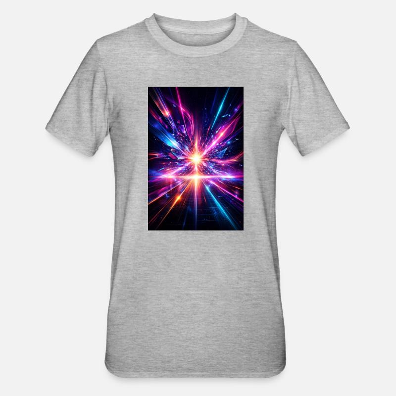 Neon Rays Explosion - Unisex Polycotton T-Shirt - heather grey