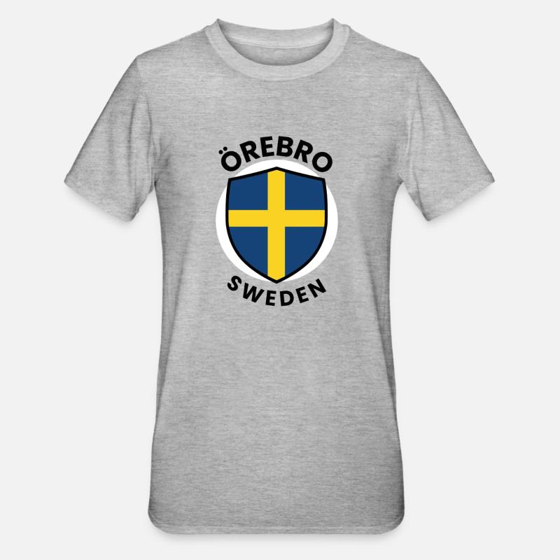 Drapeau du Bouclier d’Örebro Suède - T-shirt polycoton Unisexe - gris chiné