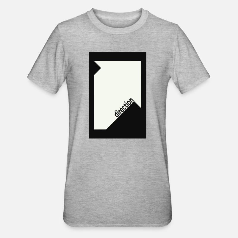 Direction Poster Schwarz – Minimal Statement - Unisex Polycotton T-Shirt - Grau meliert