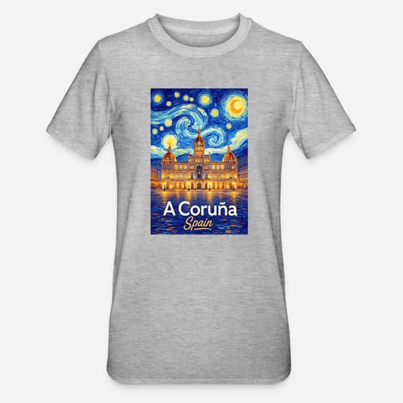 A Coruna Spain - Unisex Polycotton T-Shirt - Grau meliert