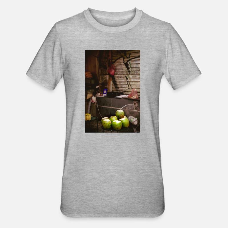 Graffiti du marché de la rue Coconut - T-shirt polycoton Unisexe - gris chiné