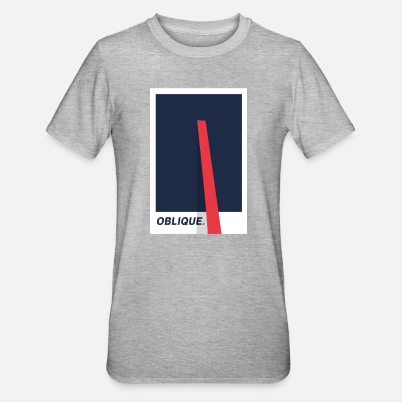 Oblique. Modern Typography Statement - Unisex Polycotton T-Shirt - heather grey