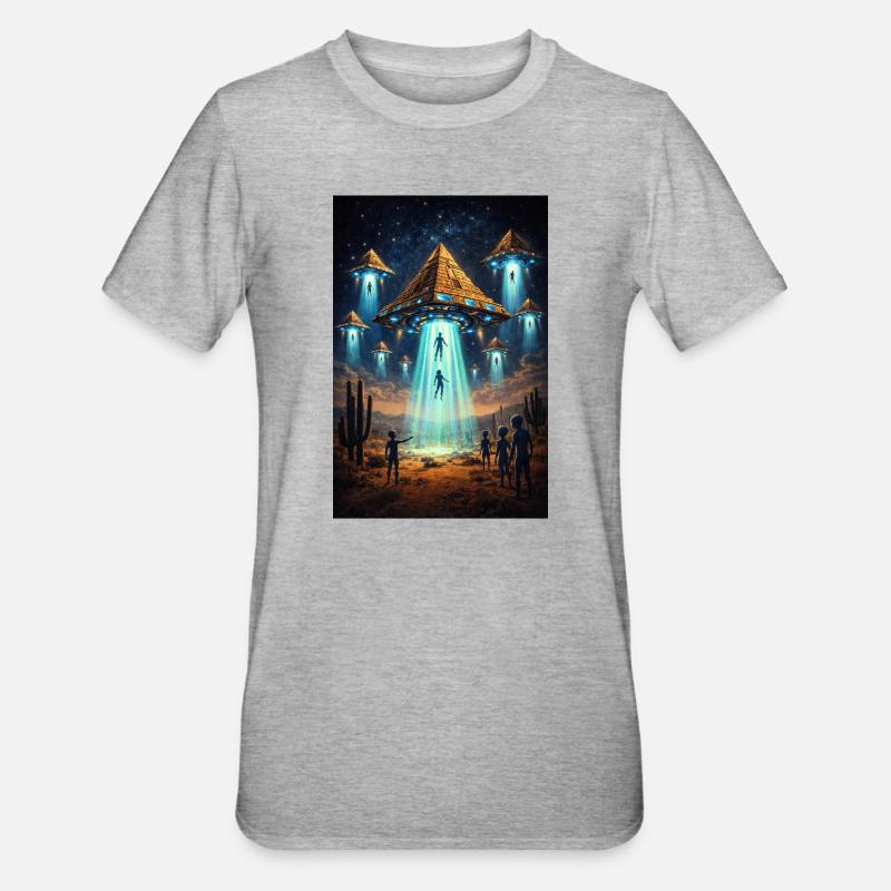 Fusée pyramidale extraterrestre OVNI - T-shirt polycoton Unisexe - gris chiné