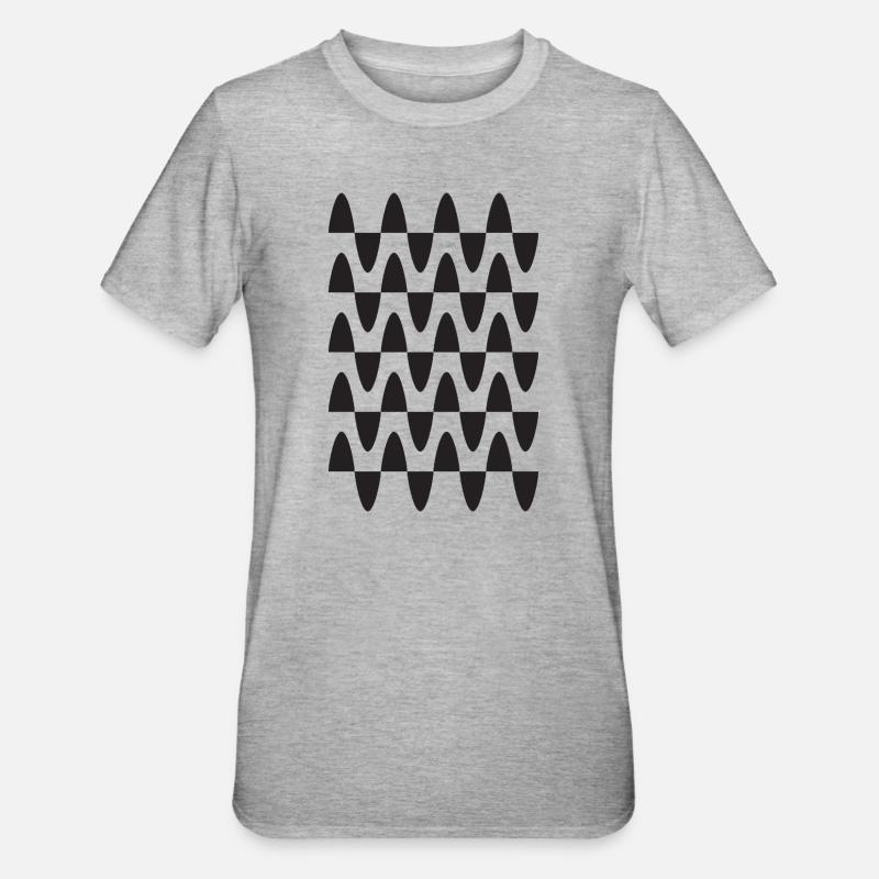 Midnight Wave Grid Pattern - Unisex Polycotton T-Shirt - heather grey