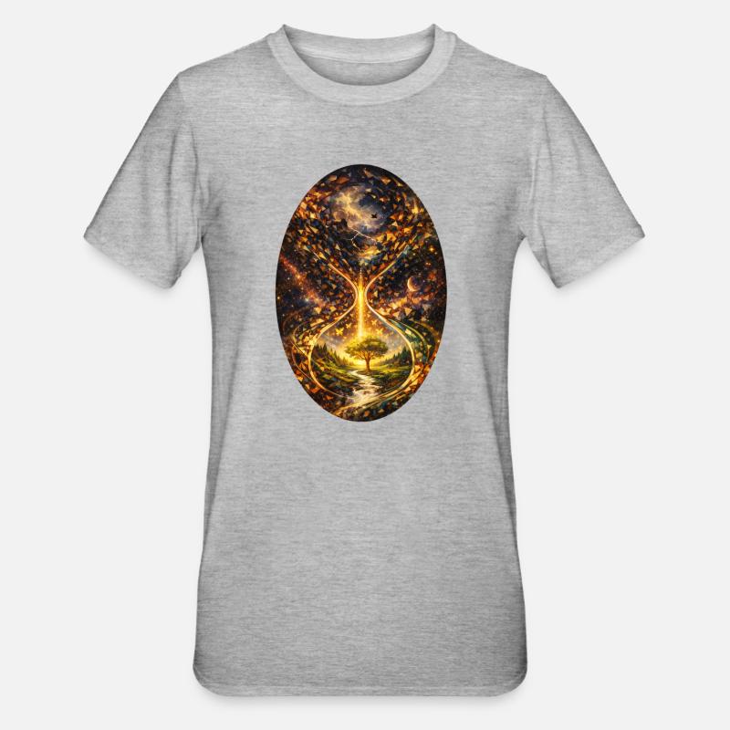 Time Tree Cosmos Light Path - Unisex Polycotton T-Shirt - heather grey