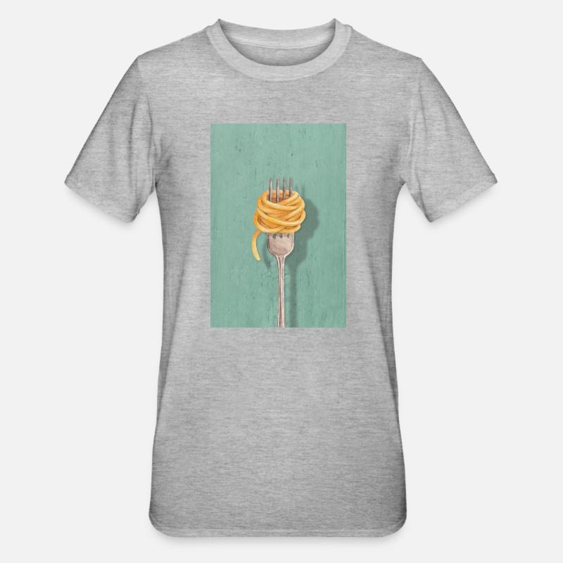 Pasta Fork Reduced Kitchen Design - Unisex Polycotton T-Shirt - heather grey