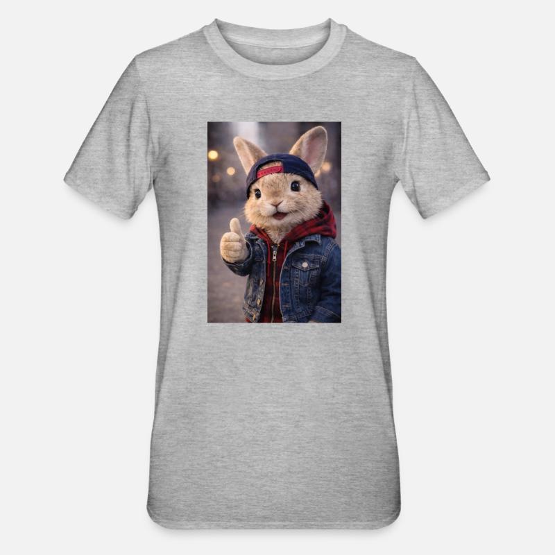 Sweat à capuche Pullover en jean - T-shirt polycoton Unisexe - gris chiné