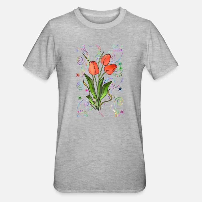 Fleur - T-shirt polycoton Unisexe - gris chiné