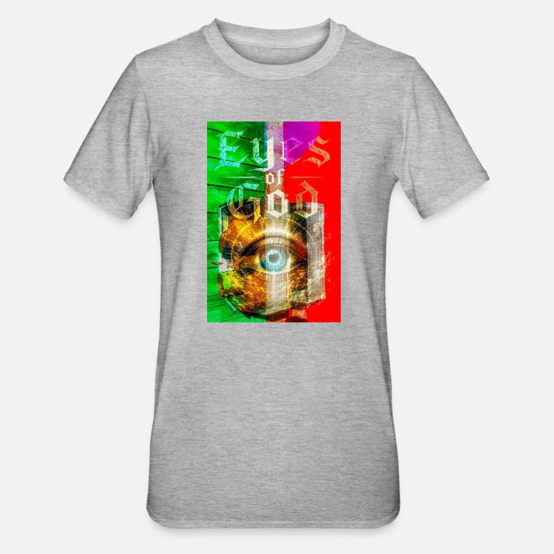 Œil néon dans Metal Circle - T-shirt polycoton Unisexe - gris chiné