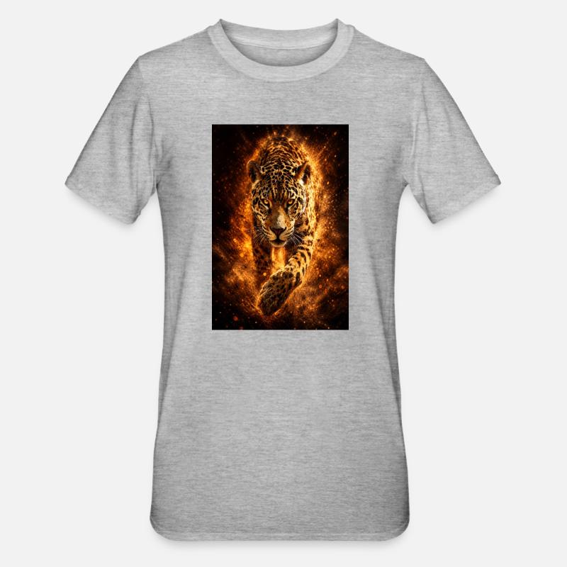 Incendie du léopard - T-shirt polycoton Unisexe - gris chiné