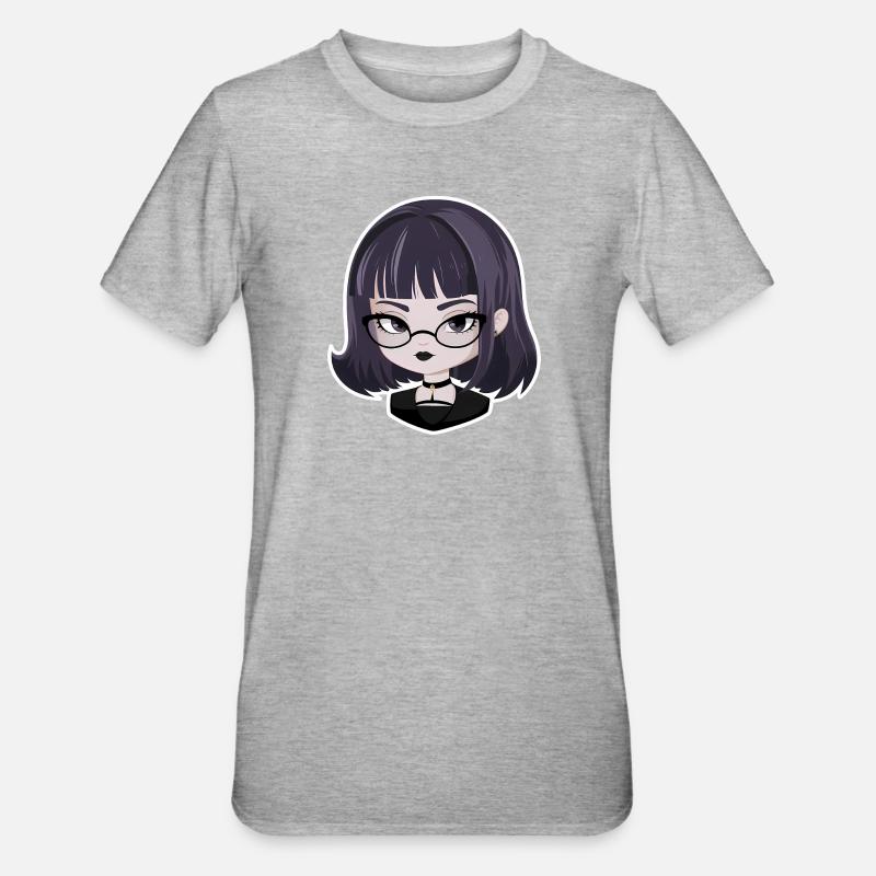 Fille gothique d’anime - T-shirt polycoton Unisexe - gris chiné