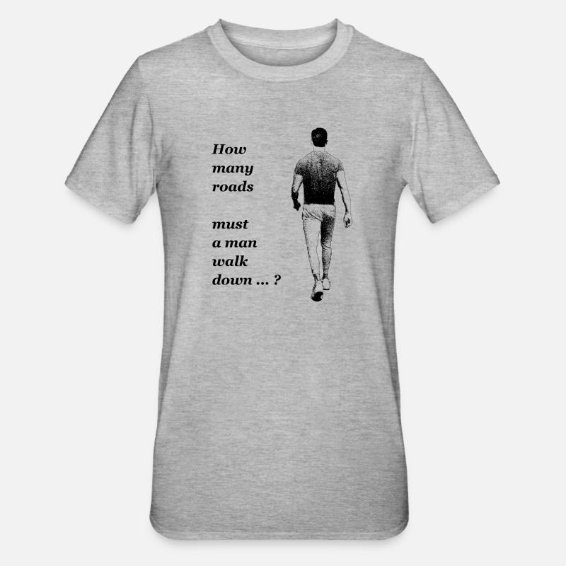 Dylan - Man walking down the road - T-shirt polycoton Unisexe - gris chiné