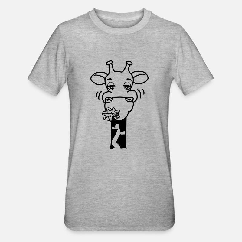 Giraffe eating comic hunger funny cool - Unisex Polycotton T-Shirt - heather grey