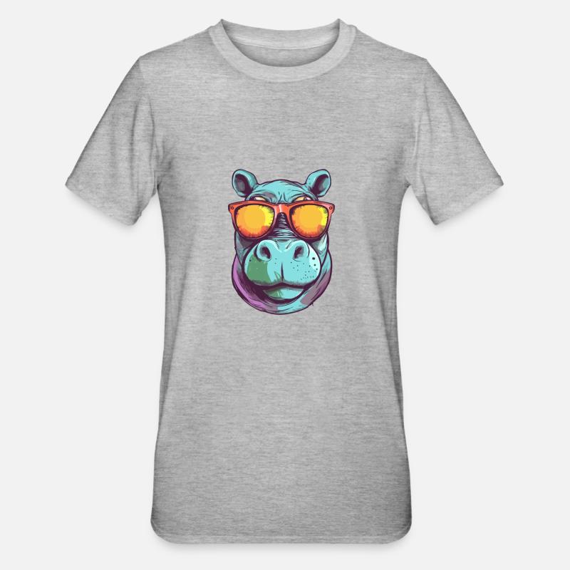 Bif Nilpferd - Unisex Polycotton T-Shirt - Grau meliert
