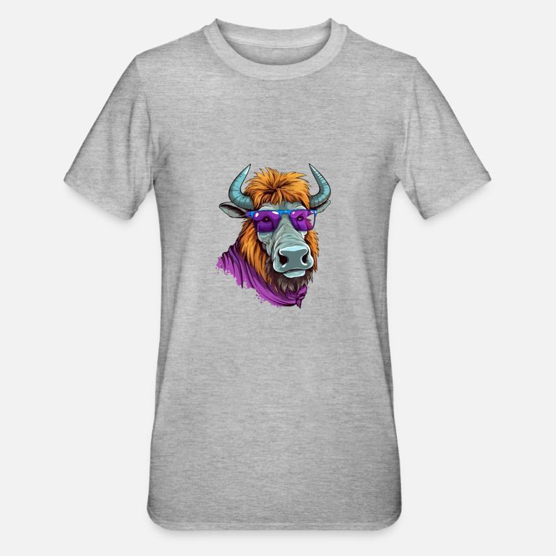 Jik le bison - T-shirt polycoton Unisexe - gris chiné
