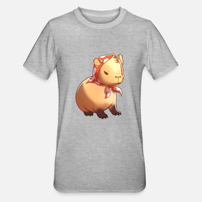 Babbushkapybara Babushka Capybara - Unisex Polycotton T-Shirt - Grau meliert