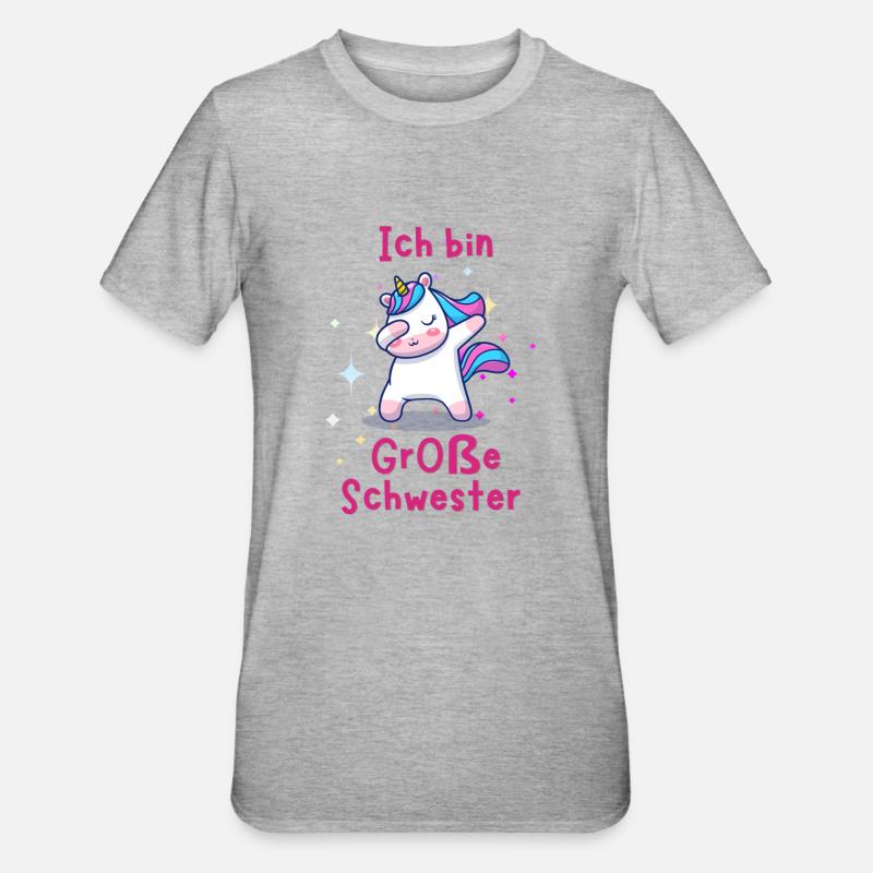 große Schwester - Unisex Polycotton T-Shirt - Grau meliert