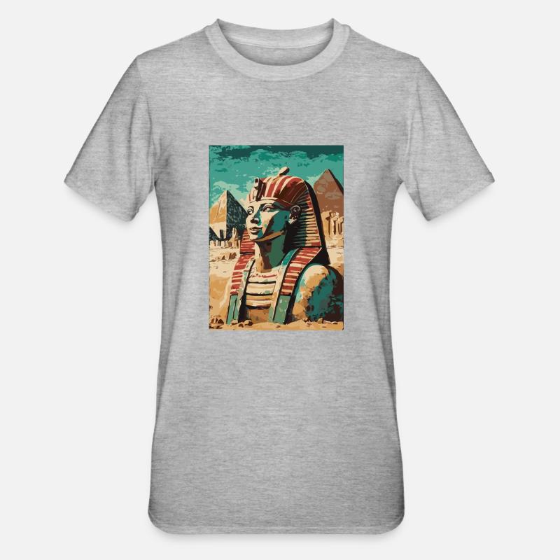 Pharaon devant les pyramides - T-shirt polycoton Unisexe - gris chiné