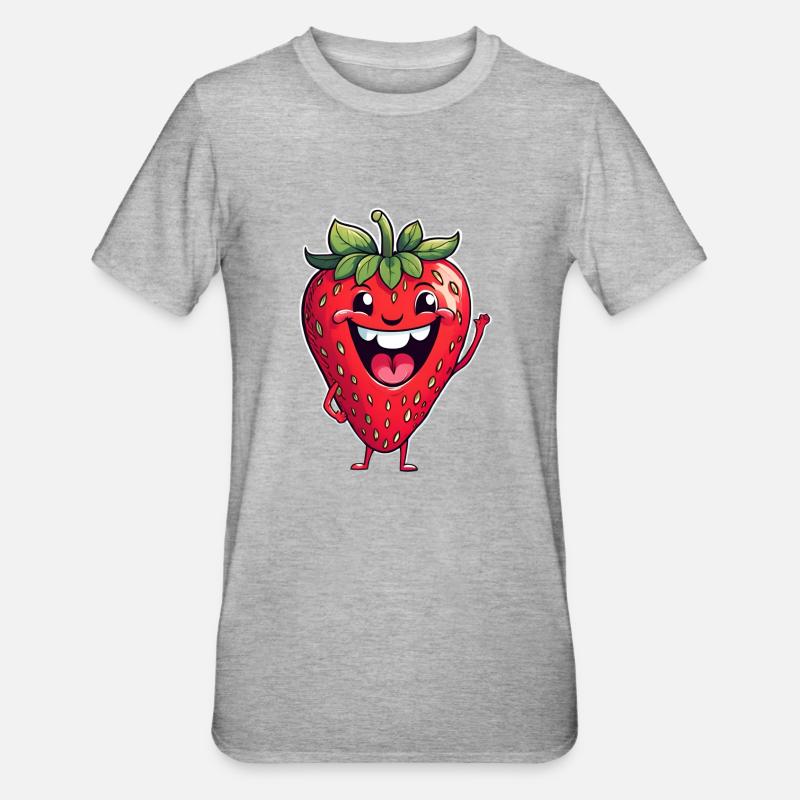 Erdbeere - Unisex Polycotton T-Shirt - Grau meliert