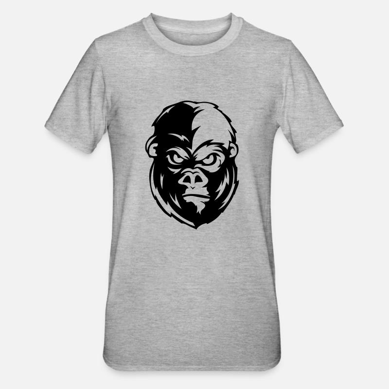 gorilla face tier - Unisex Polycotton T-Shirt - Grau meliert