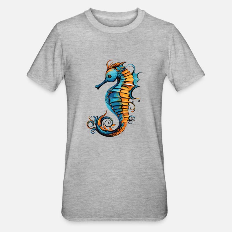 seepferdchen - Unisex Polycotton T-Shirt - Grau meliert