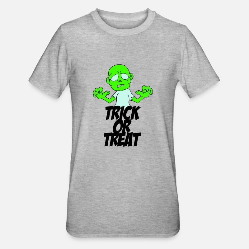 zombie trick or treat - Unisex Polycotton T-Shirt - Grau meliert