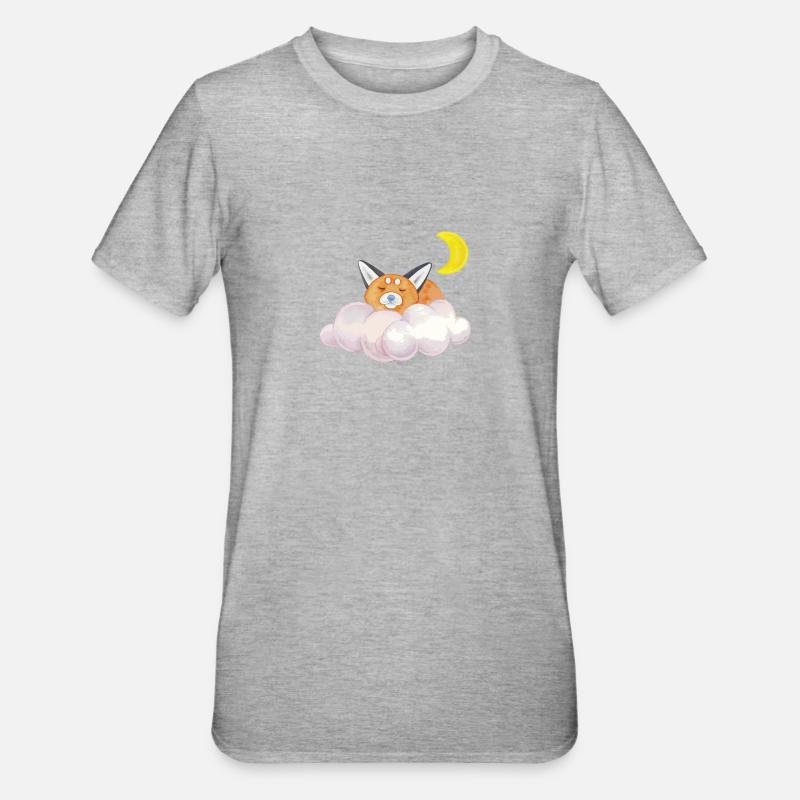 Sleeping cat cloud moon night gift - Unisex Polycotton T-Shirt - heather grey