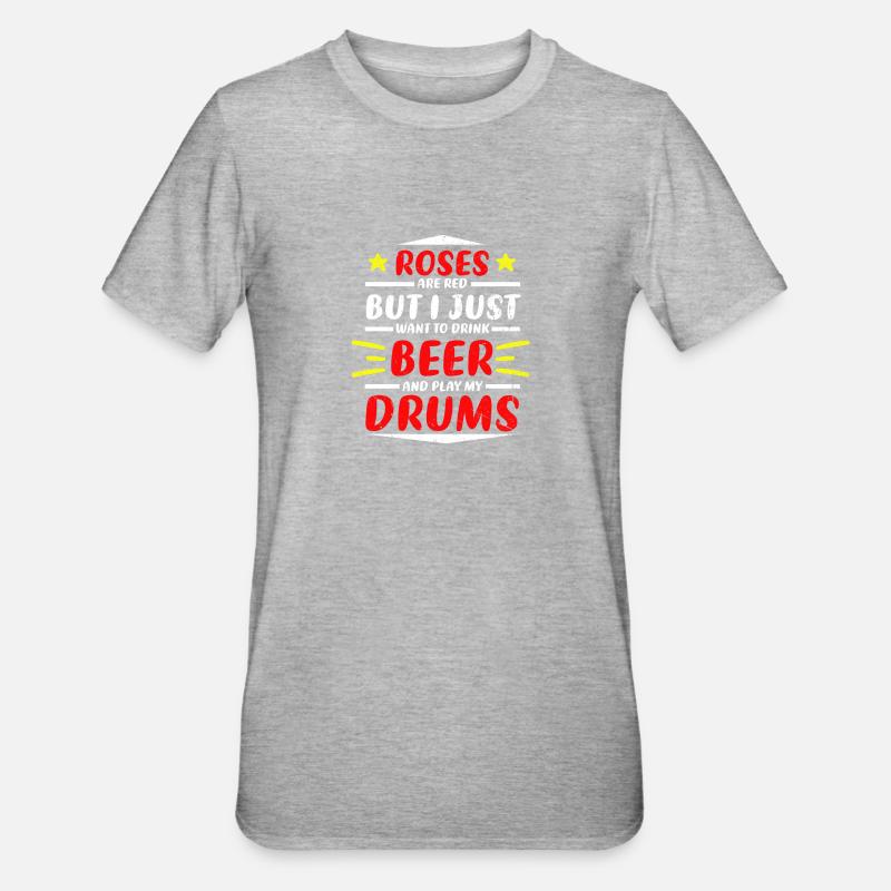 Drôle Drum Drummer Drum Gift - T-shirt polycoton Unisexe - gris chiné