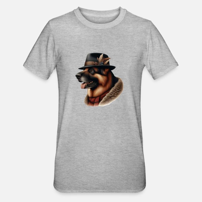 Deutscher Schäferhund Kunst - Unisex Polycotton T-Shirt - Grau meliert