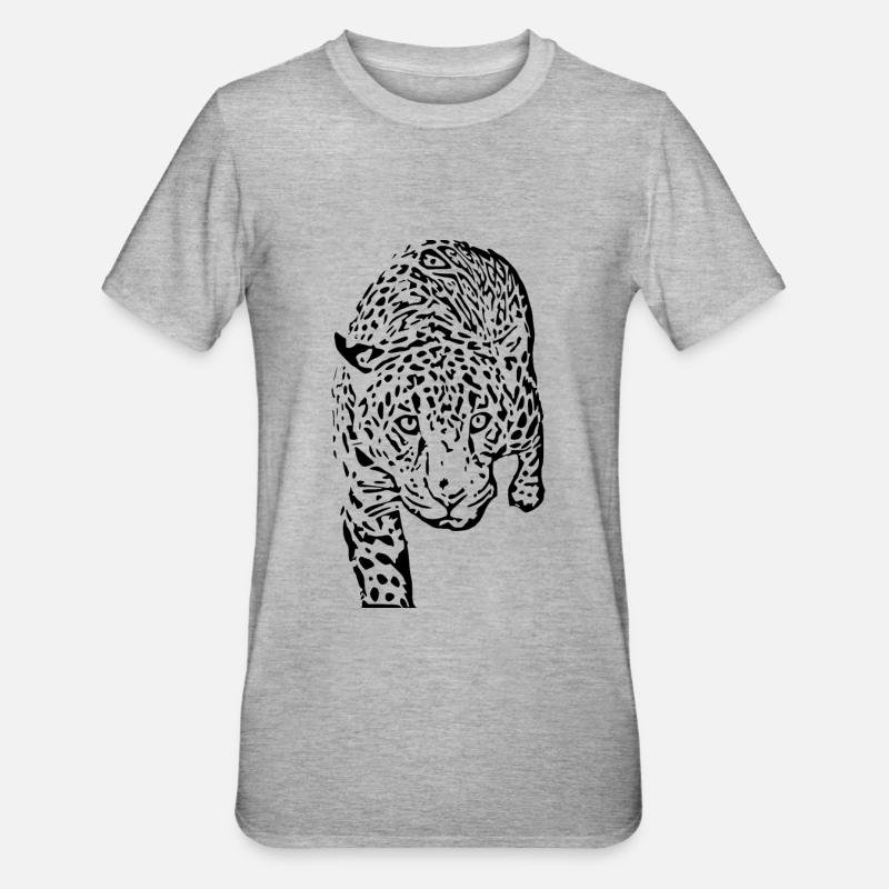 leopard schwarz schwarzer Leopard - Unisex Polycotton T-Shirt - Grau meliert