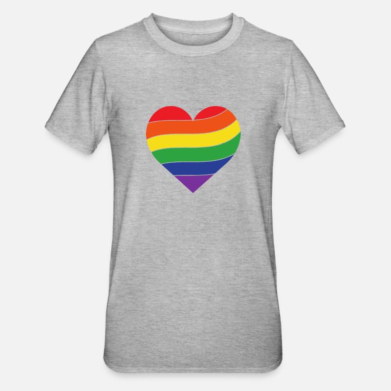 Regenbogen Herz | Pride - Unisex Polycotton T-Shirt - Grau meliert