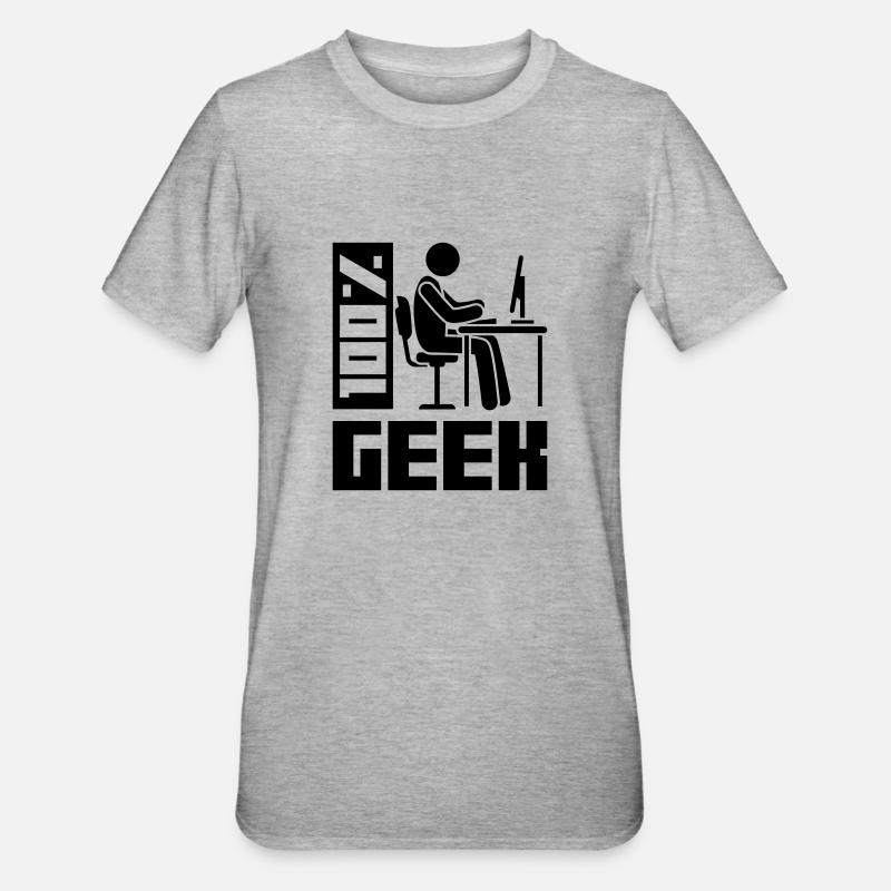 Geek Computer Symbol Pc - Unisex Polycotton T-Shirt - Grau meliert