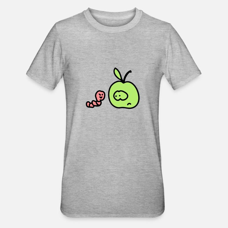 Pomme + Worm 3 - T-shirt polycoton Unisexe - gris chiné