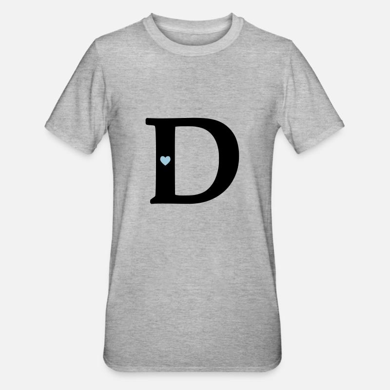 Buchstabe D Anfangsbuchstabe - Unisex Polycotton T-Shirt - Grau meliert